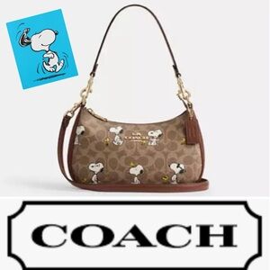 Coach X Peanuts Teri Shoulder Bag In Signature Canvas With Snoopy Print